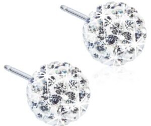 Elegant crystal stud earrings featuring a sparkling round design, perfect for adding a touch of glamour to any outfit.